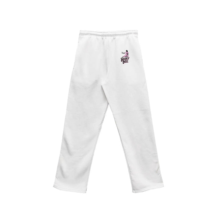 Deadly Doll Pink Side Stripe White Sweatpants - SHENGLI ROAD MARKET