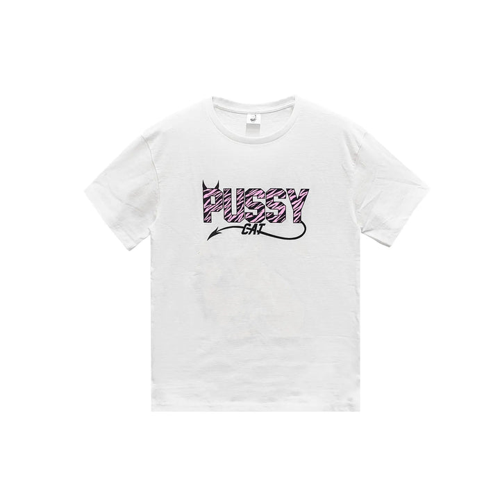 Deadly Doll Pussy Cat Leopard Letter Graphic Tee - SHENGLI ROAD MARKET