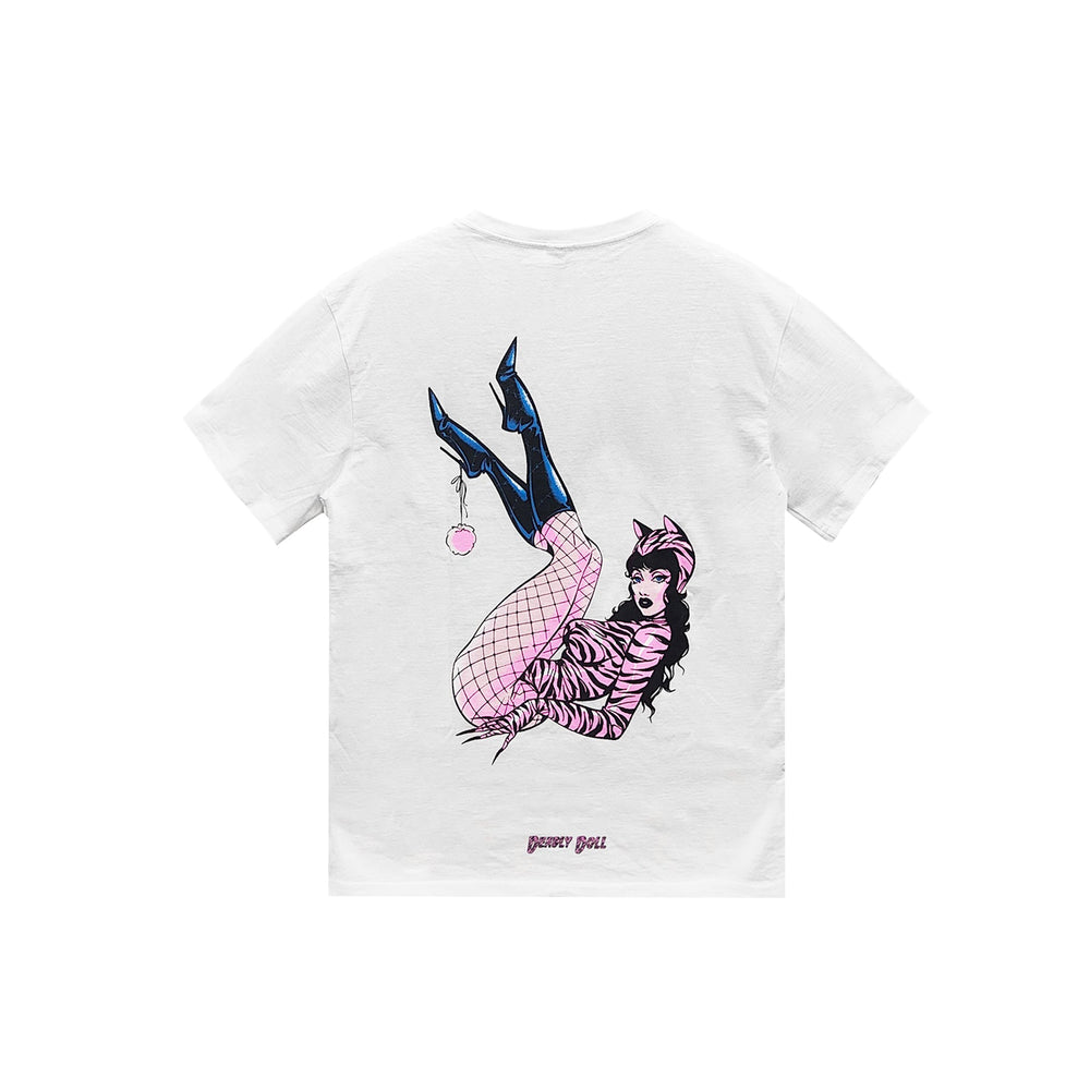 Deadly Doll Pussy Cat Leopard Letter Graphic Tee - SHENGLI ROAD MARKET