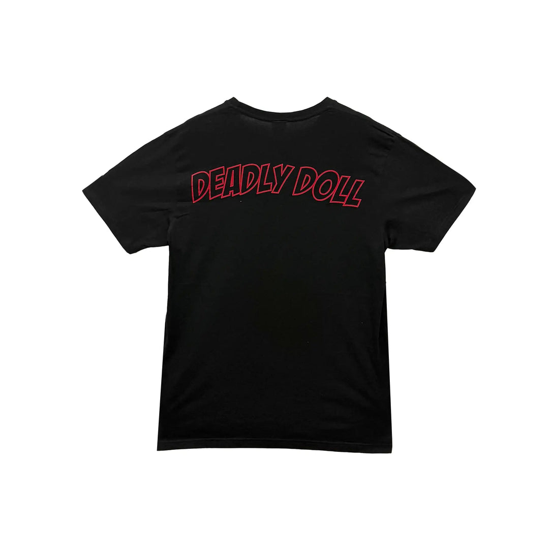 Deadly Doll Red Letter Tee Black - SHENGLI ROAD MARKET