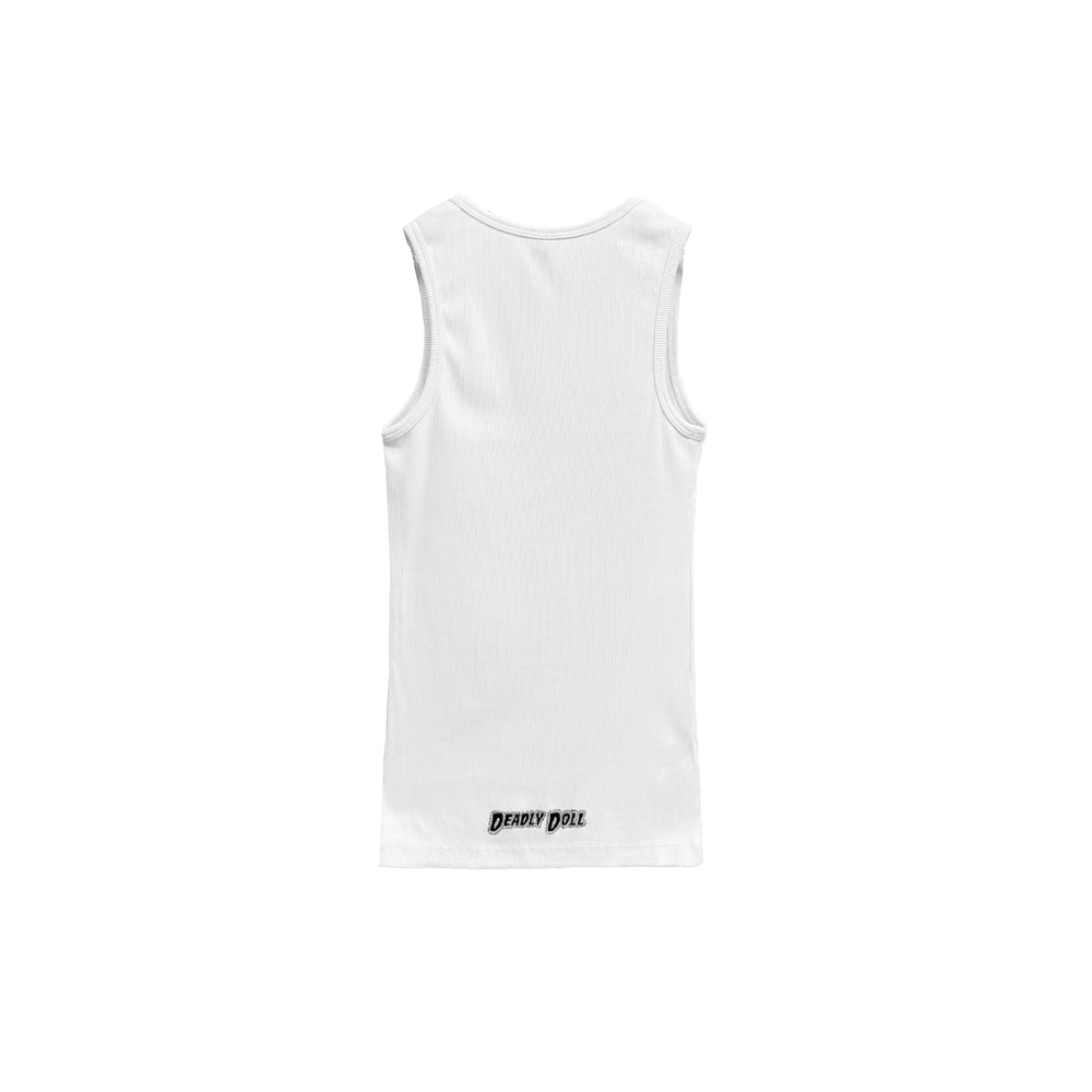 Deadly Doll Rhinestone Pin-Up Girl Ribbed Tank Top - SHENGLI ROAD MARKET