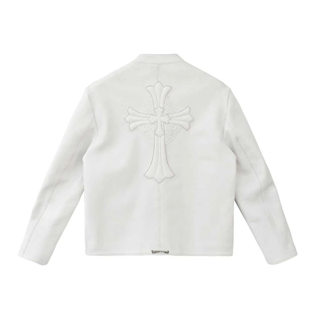 Chrome Hearts Cross Patch Leather White Jacket