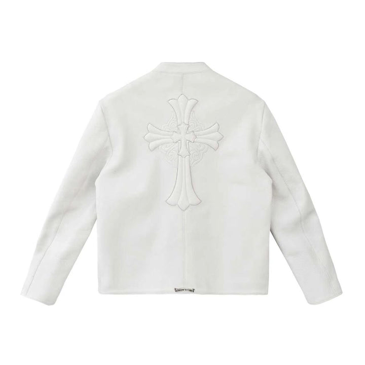 Chrome Hearts Cross Patch Leather White Jacket