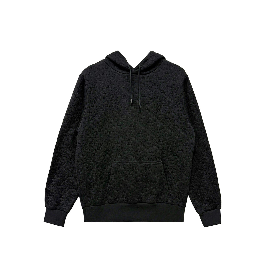 Dior Oblique Tonal Monogram Jacquard Logo Black Pullover Hoodie - SHENGLI ROAD MARKET