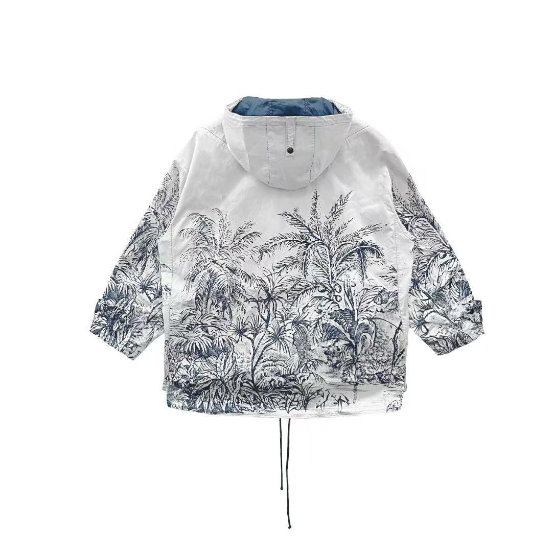 Dior Runway Toile de Jouy Hooded Half-Zip Anorak Jacket - SRM