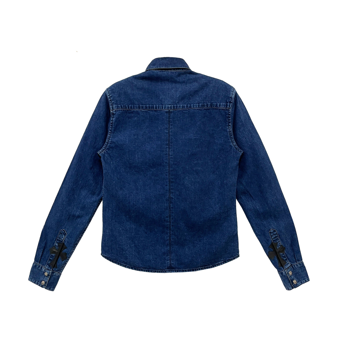 Chrome Hearts LOOSE END Leather Cross Patch Denim Shirt
