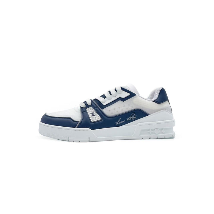 Louis Vuitton White & Marine Trainer Sneakers