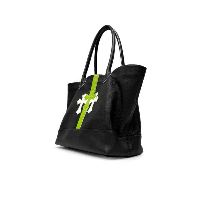 Chrome Hearts White&Green Cemetery Cross Leather Tote Bag