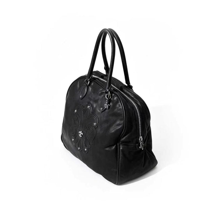 Chrome Hearts Flare Patch Destroy Leather Black Gym Bag