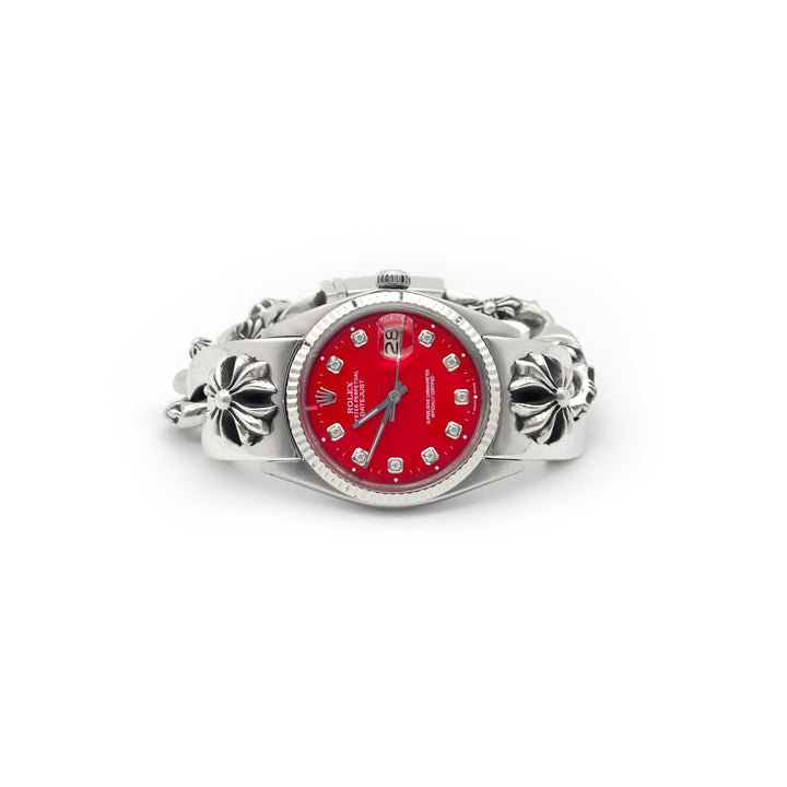 Chrome Hearts Rolex Red Diamonds Dial Cross Box Clasp Watch Strap