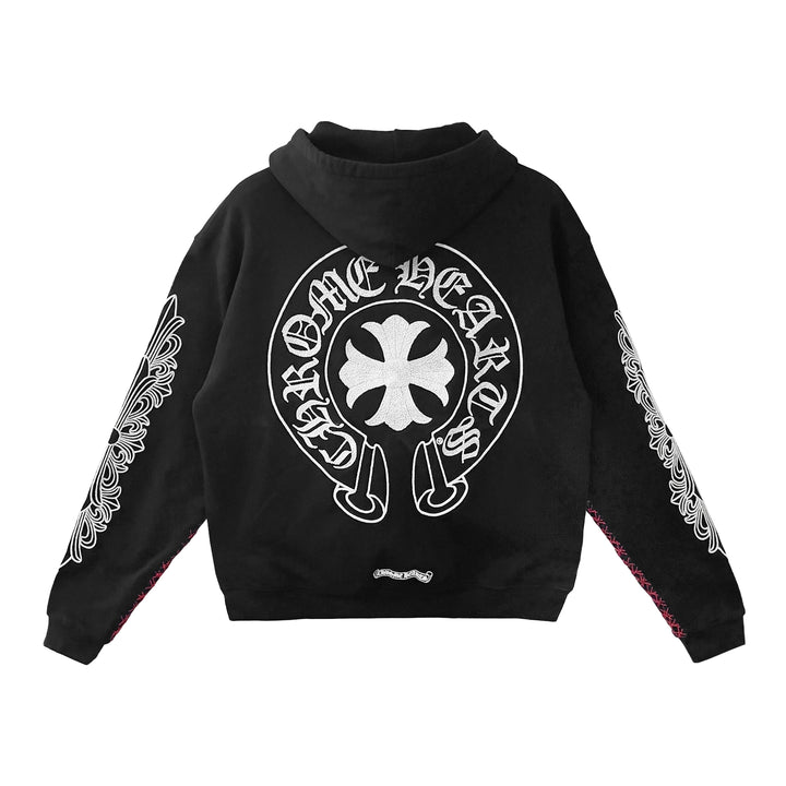 Chrome Hearts Paris Exclusive Beaded Embroidered Horseshoe Zip-Up Hoodie