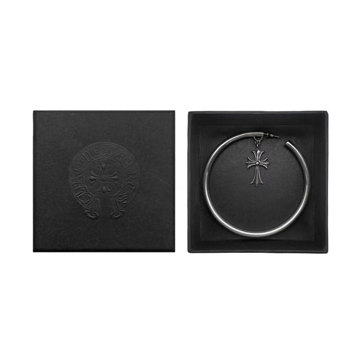 Chrome Hearts Silver Cross Pendant Earring Hoop
