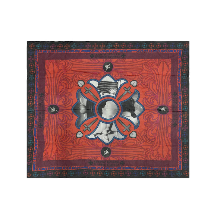 Chrome Hearts Mapplethorpe Multi-Color Cross Red Silk Scarf