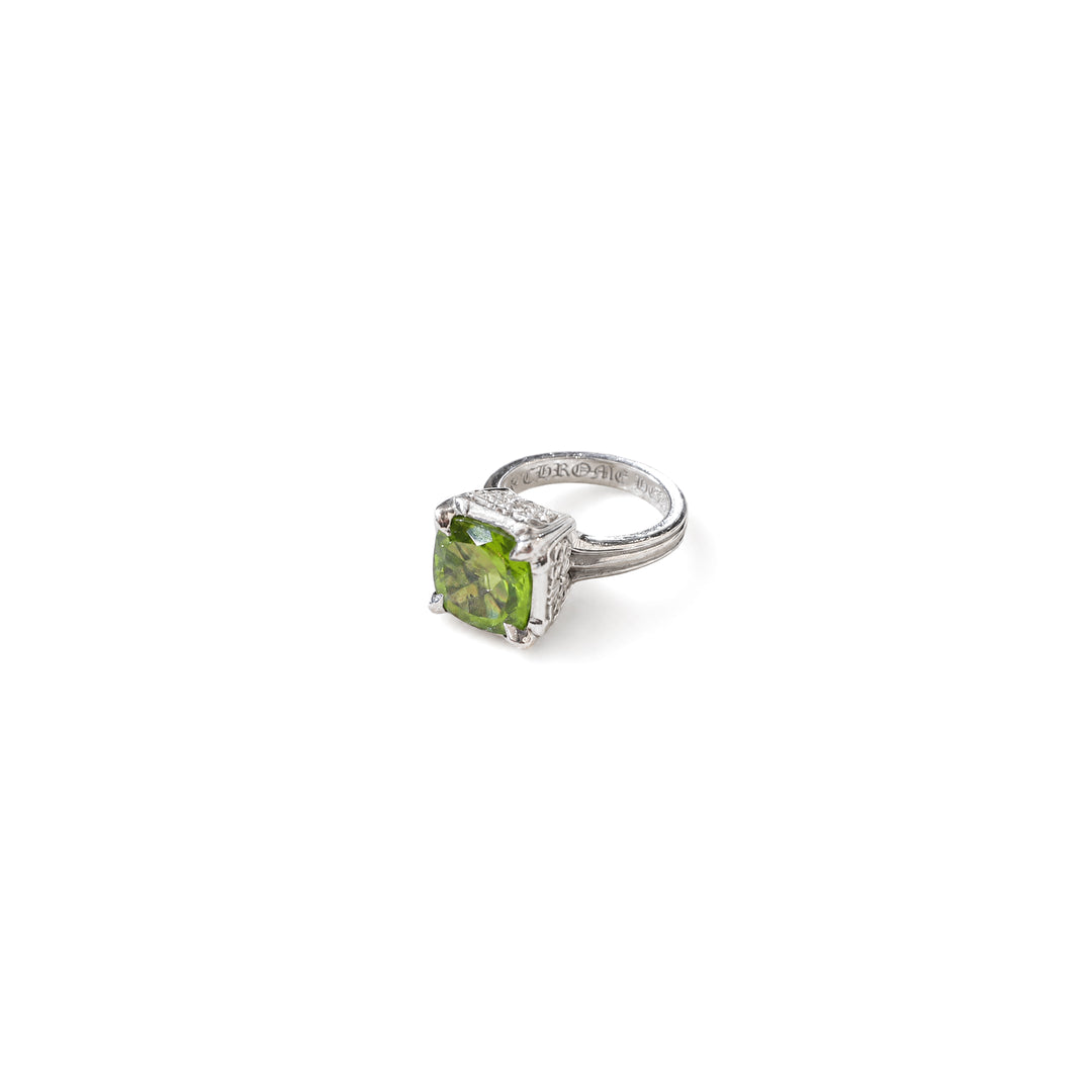 Chrome Hearts 18K White Gold Peridot Square Ring