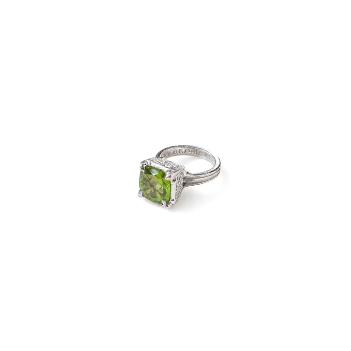 Chrome Hearts 18K White Gold Peridot Square Ring