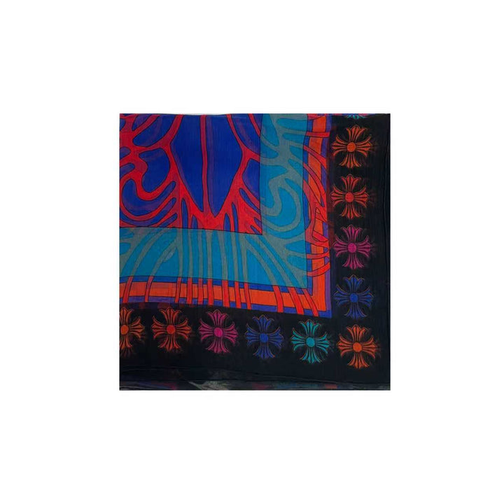 Chrome Hearts Mapplethorpe Multi-Color Cross Blue Silk Scarf