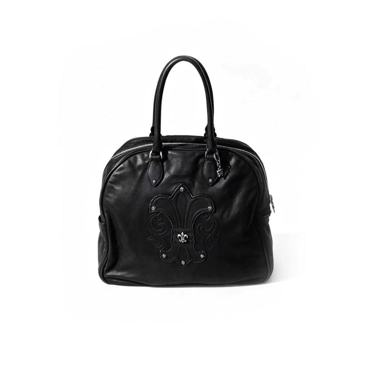 Chrome Hearts Flare Patch Destroy Leather Black Gym Bag