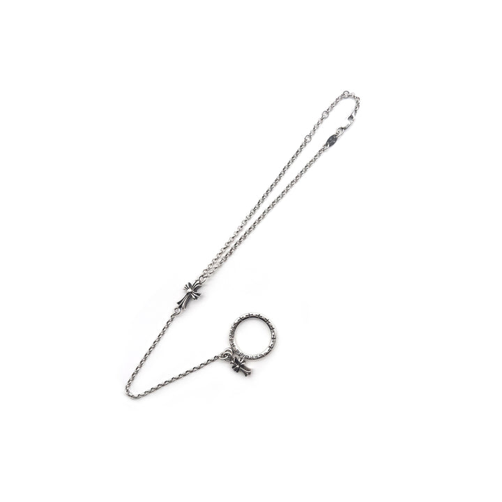 Chrome Hearts Silver Babyfat Bracelet Chain With NTFL Ring