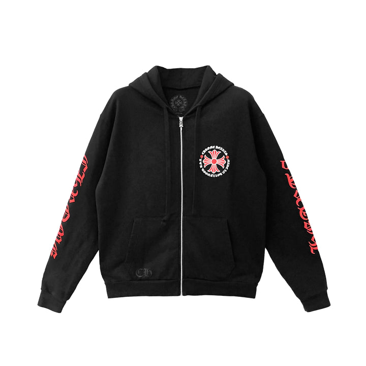 Chrome Hearts Red Plus Cross Zip Up Hoodie
