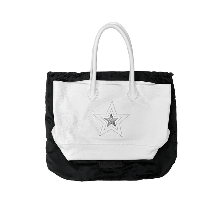Chrome Hearts Silver Star Patch White Tote Bag