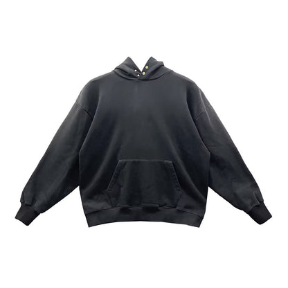 Fear Of God Black Distressed Snap Hoodie - SHENGLI ROAD MARKET