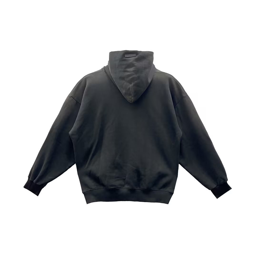 Fear Of God Black Distressed Snap Hoodie - SHENGLI ROAD MARKET