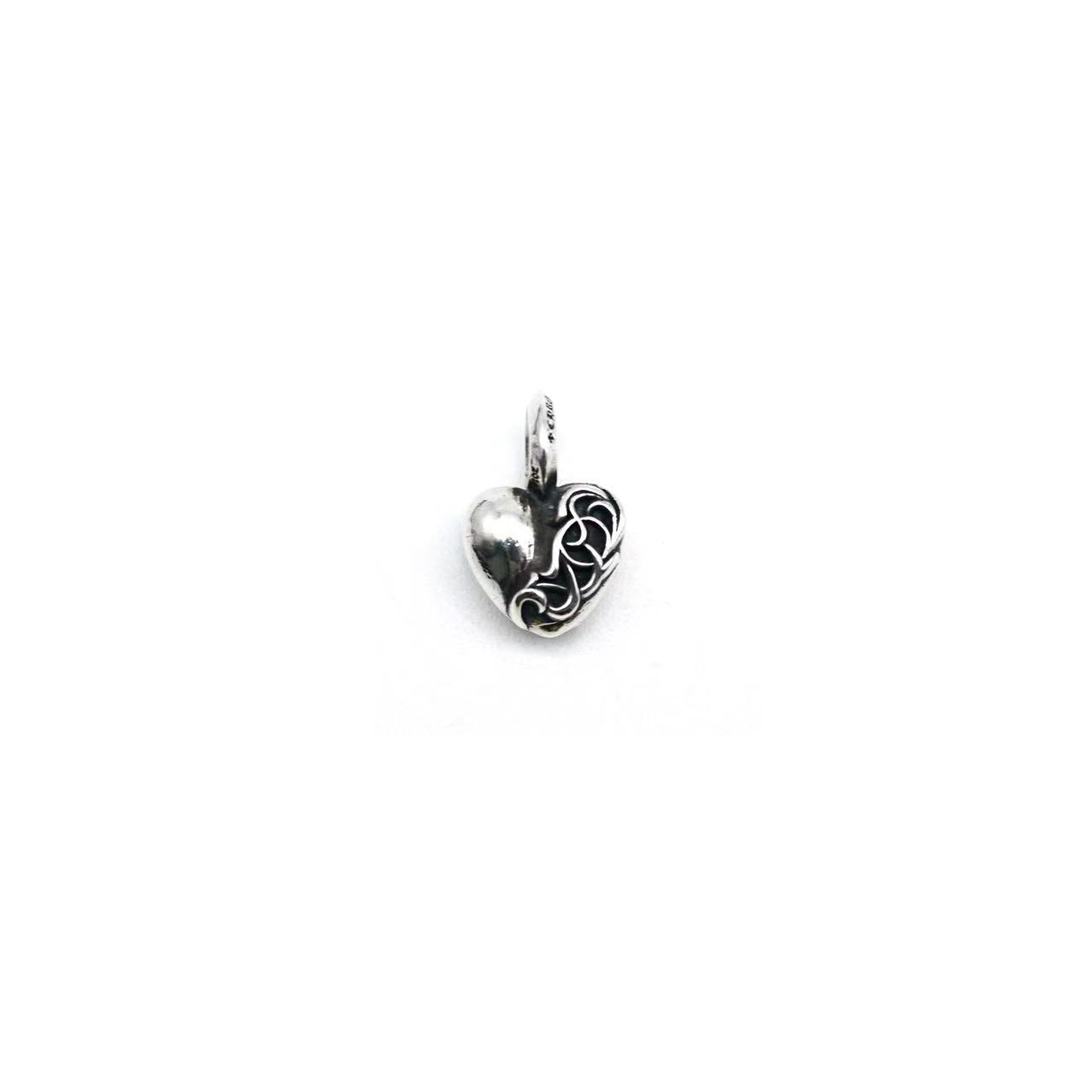 Chrome Hearts 925 Silver Vine Heart Charm Pendant