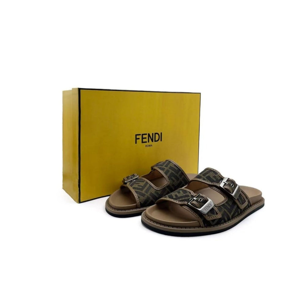 Fendi FF Leather Jacquard Sandals - SHENGLI ROAD MARKET