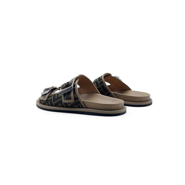 Fendi FF Leather Jacquard Sandals - SHENGLI ROAD MARKET