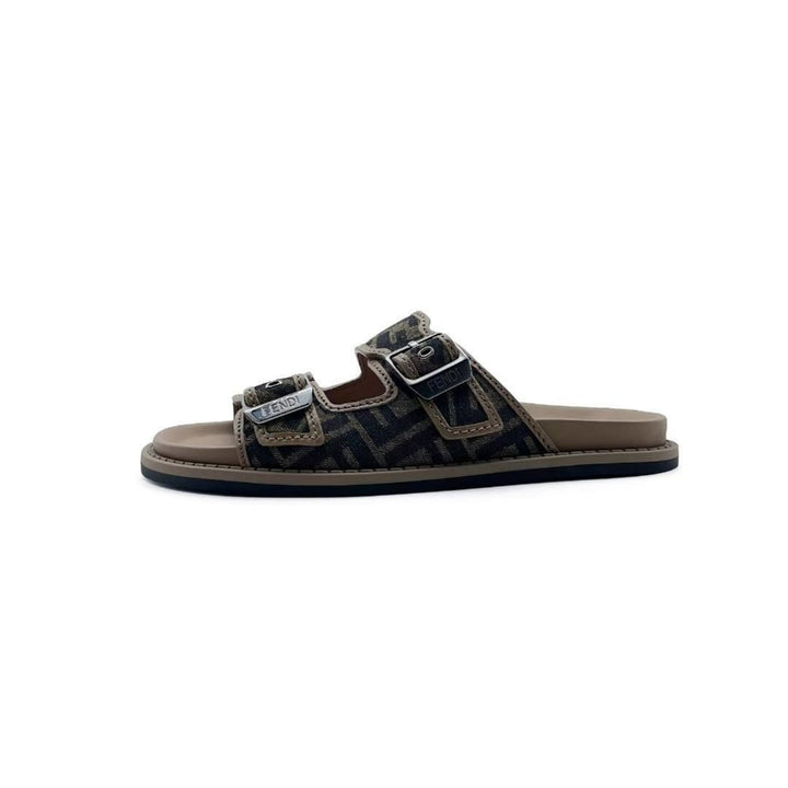 Fendi FF Leather Jacquard Sandals - SHENGLI ROAD MARKET