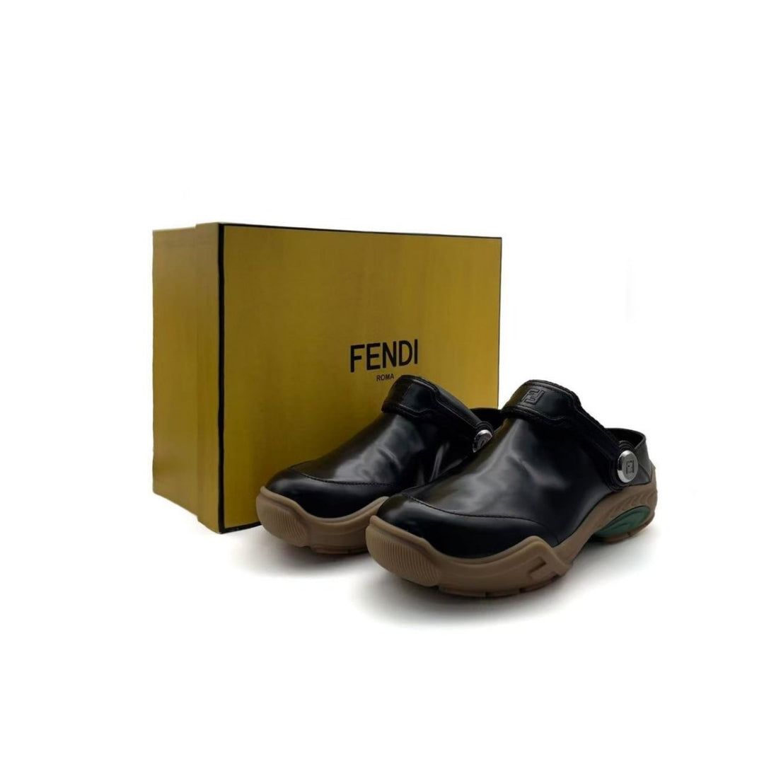 Fendi Lab Leather Clog - SHENGLI ROAD MARKET
