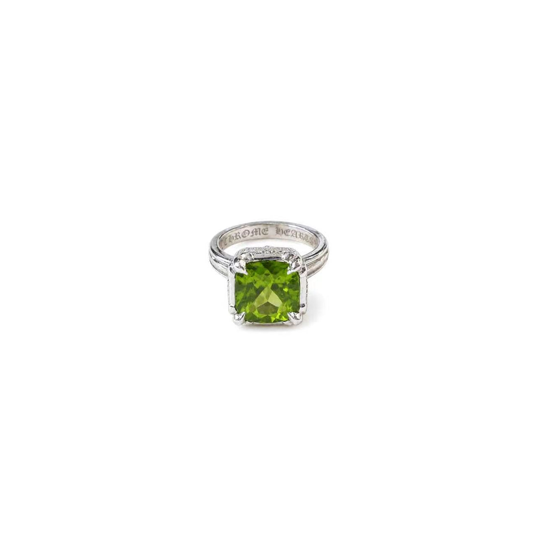 Chrome Hearts 18K White Gold Peridot Square Ring