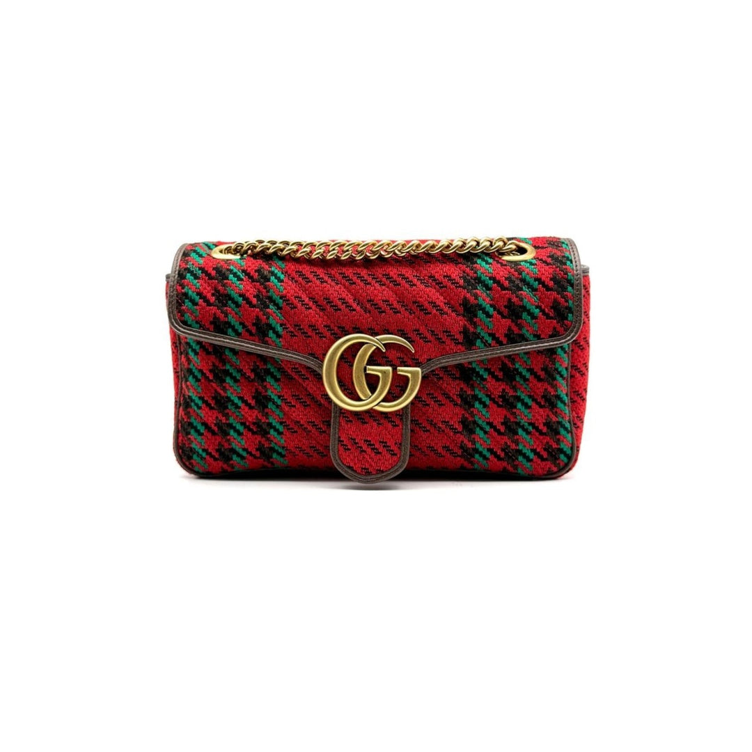 Gucci GG Marmont Small Houndstooth Shoulder Bag - SHENGLI ROAD MARKET