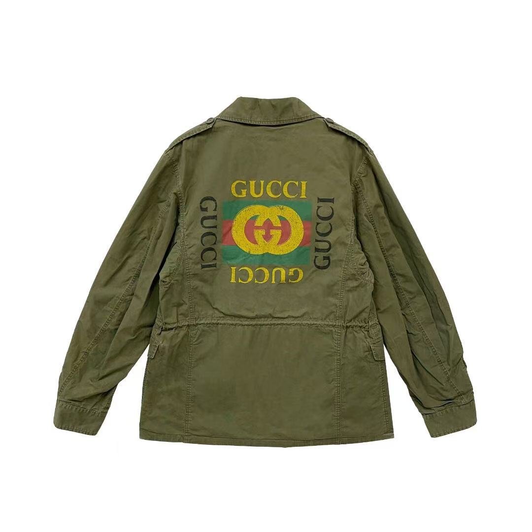 Gucci Vintage Logo Print Military Parka - SHENGLI ROAD MARKET
