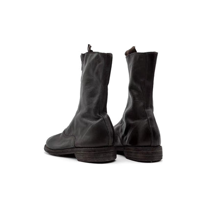 GUIDI 310 Dark Brown Soft Horse Grain Front Zip Women's Leather Boots - SHENGLI ROAD MARKET