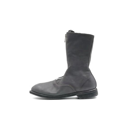GUIDI 310 Grey Soft Horse Grain Front Zip Women's Leather Boots - SHENGLI ROAD MARKET