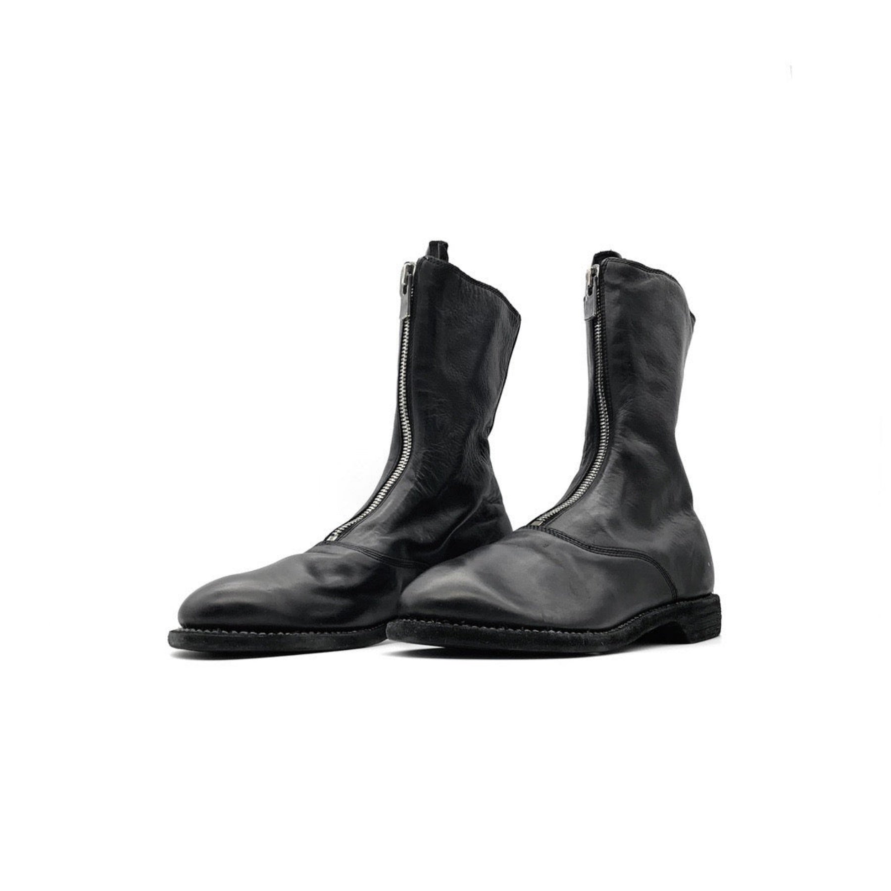 GUIDI 310 ホース フルグレイン フロント ジップ メンズ レザー ブーツ