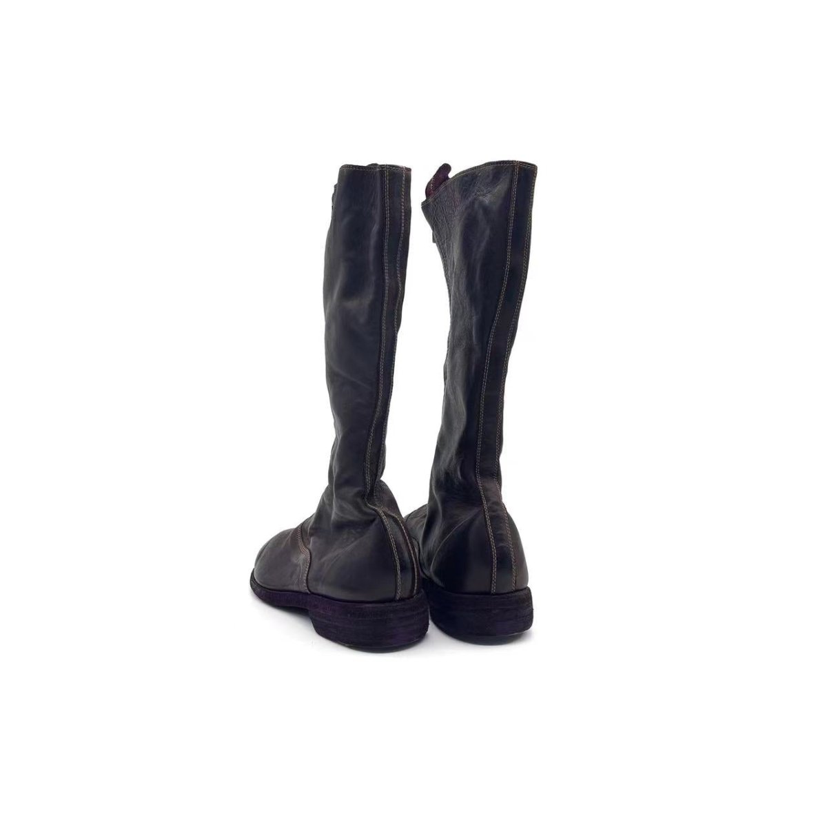 GUIDI 410 Dark Brown Soft Horse Grain Front Zip Women's Leather Boots - SHENGLI ROAD MARKET