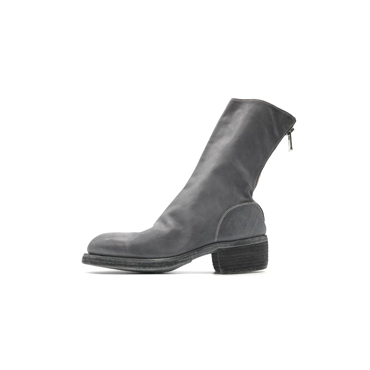 GUIDI 788Z Black Horse Grain Back Zip Leather Women's Boots