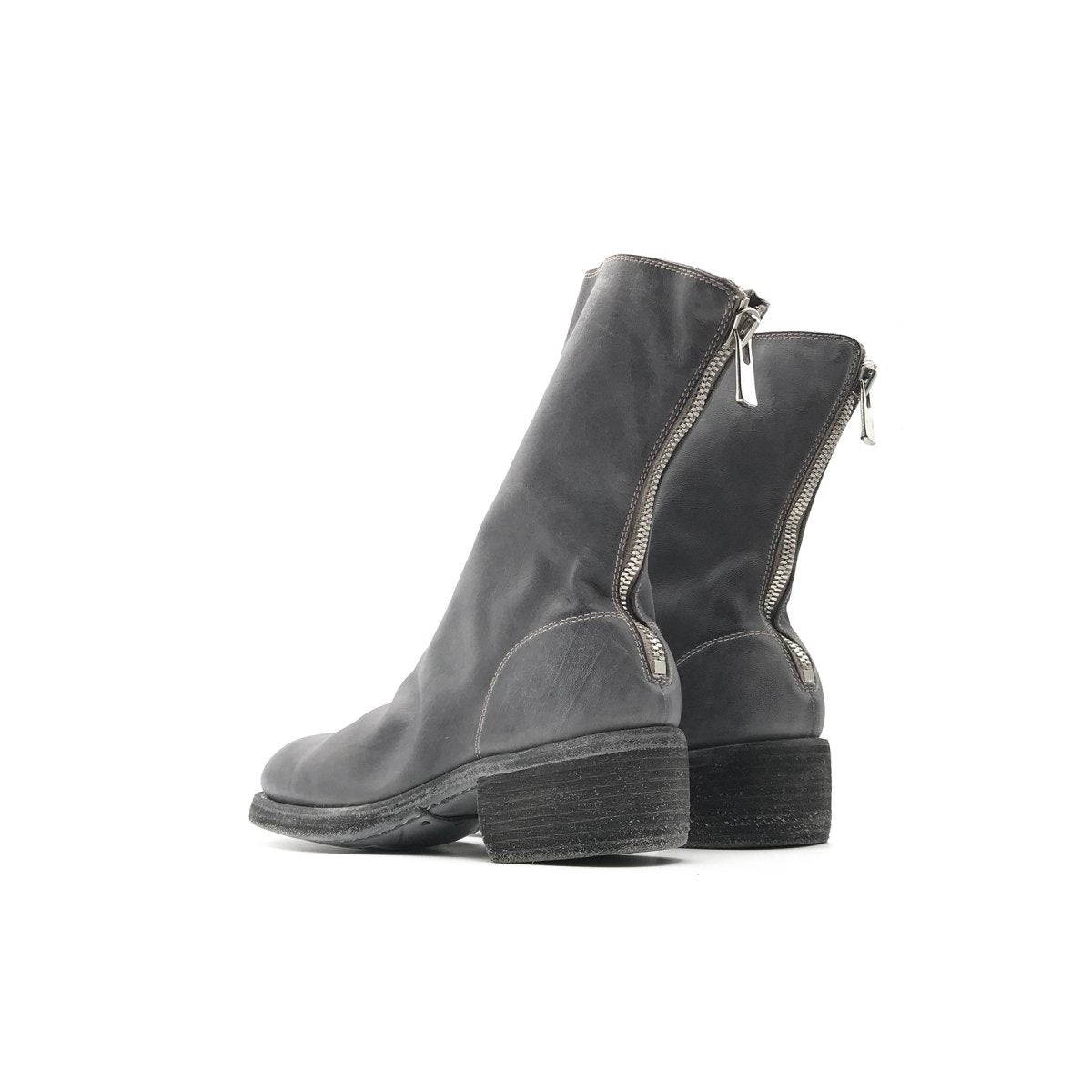 GUIDI 788Z Black Horse Grain Back Zip Leather Women's Boots - SHENGLI ROAD MARKET