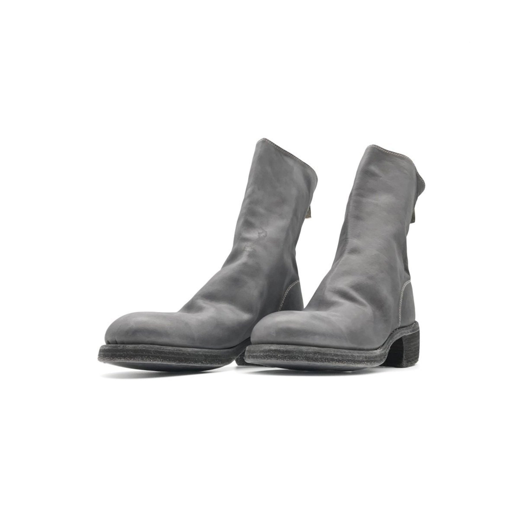 GUIDI 788Z Black Horse Grain Back Zip Leather Women's Boots
