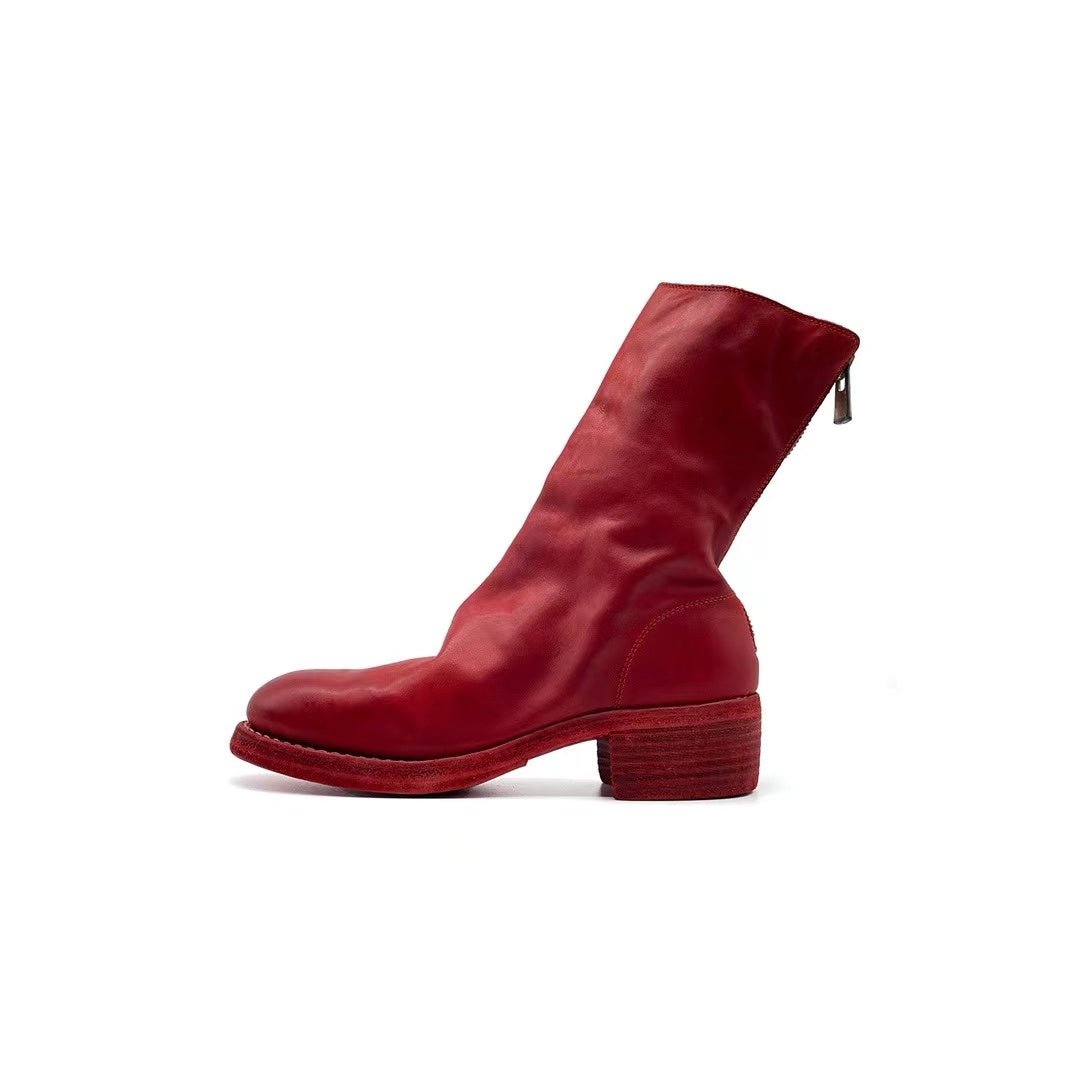 GUIDI 788Z Red Horse Grain Back Zip Leather Women's Boots - SHENGLI ROAD MARKET
