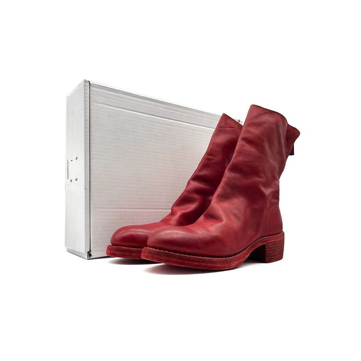 GUIDI 788Z Red Horse Grain Back Zip Leather Women's Boots - SHENGLI ROAD MARKET