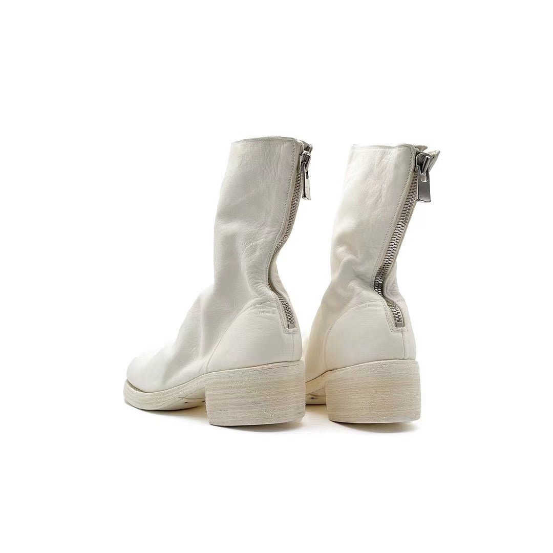 GUIDI 788Z White Horse Grain Back Zip Leather Women's Boots - SHENGLI ROAD MARKET