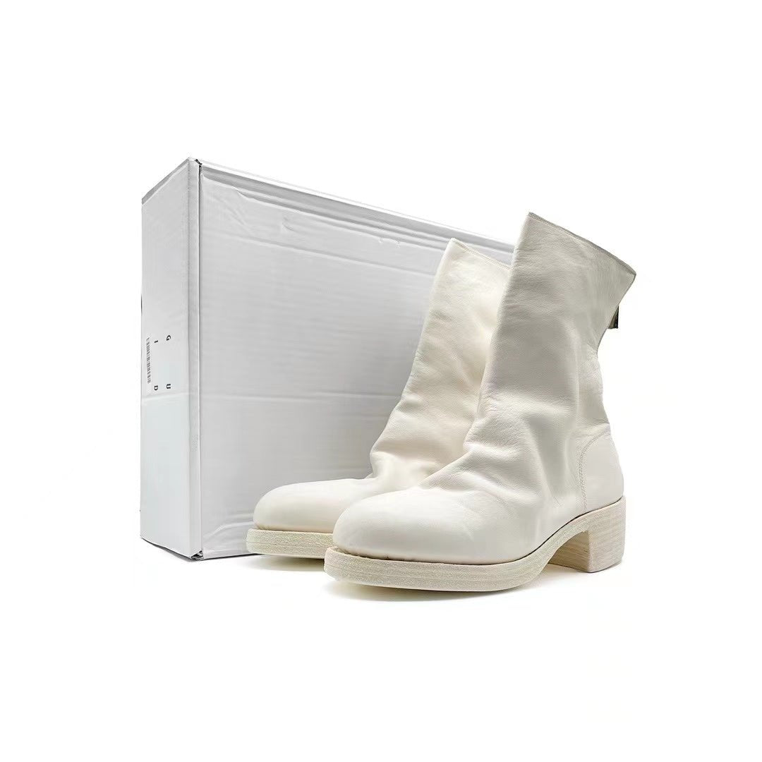 GUIDI 788Z White Horse Grain Back Zip Leather Women's Boots - SHENGLI ROAD MARKET