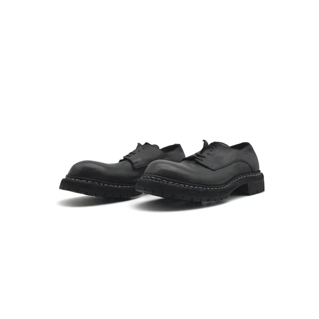 GUIDI 블랙 GR02V 호스 풀 그레인 가죽 더비 슈즈