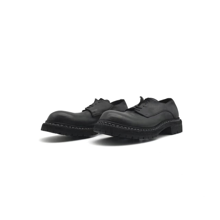GUIDI 블랙 GR02V 호스 풀 그레인 가죽 더비 슈즈