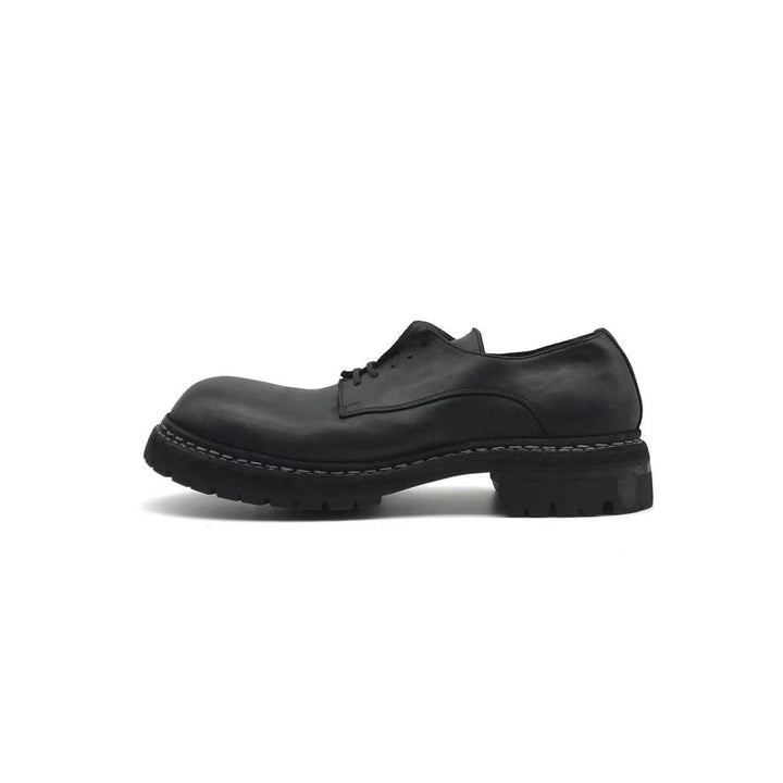 GUIDI 블랙 GR02V 호스 풀 그레인 가죽 더비 슈즈