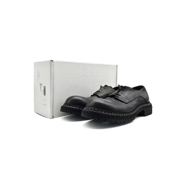 GUIDI 블랙 GR02V 호스 풀 그레인 가죽 더비 슈즈