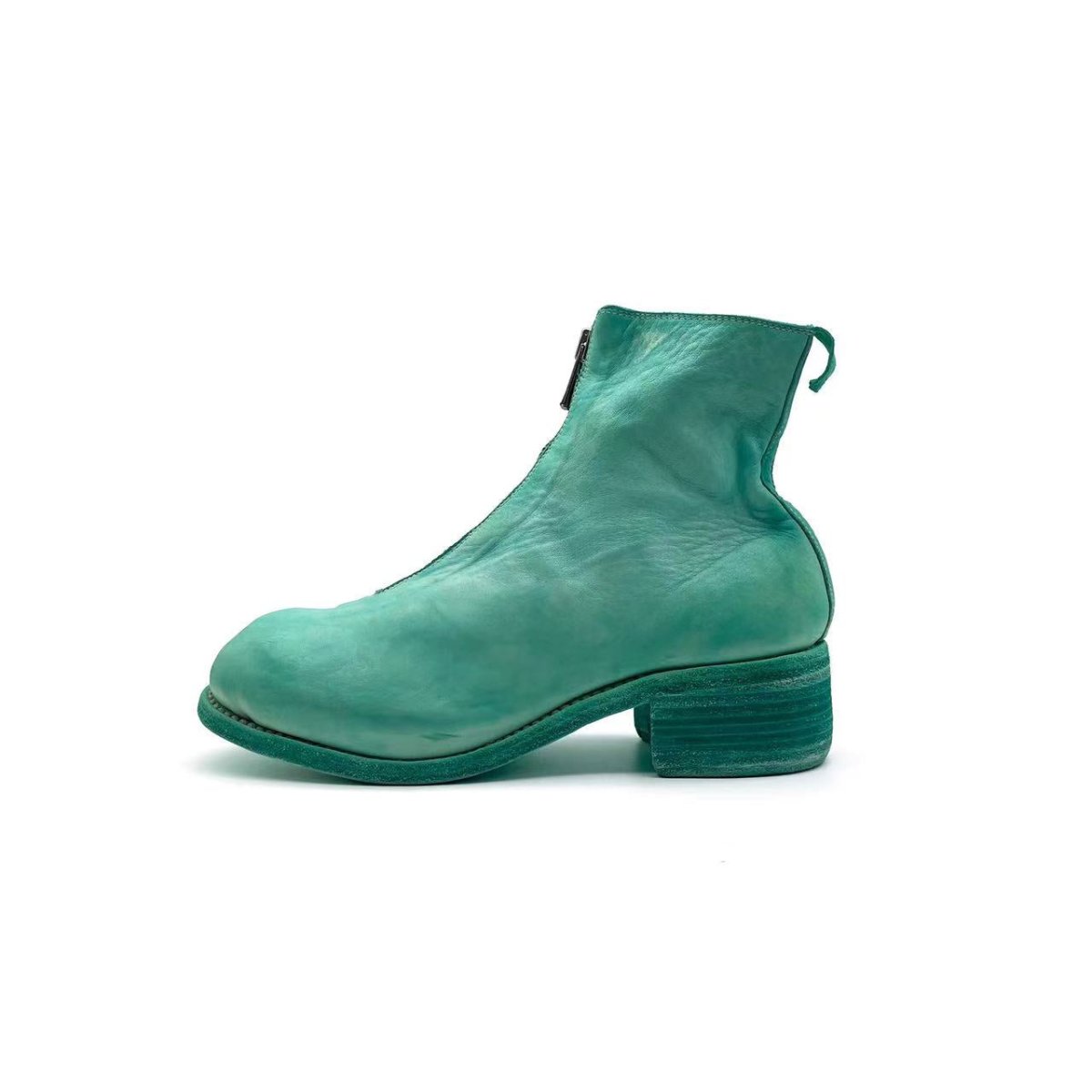 GUIDI Green Soft Horse Grain PL1 Front Zip Leather Women's Boots - SHENGLI ROAD MARKET